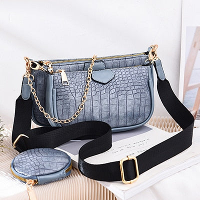 Patterned 3 Pc Crossbody