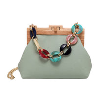 Load image into Gallery viewer, Wooden Clip Handbag with Acrylic Chain
